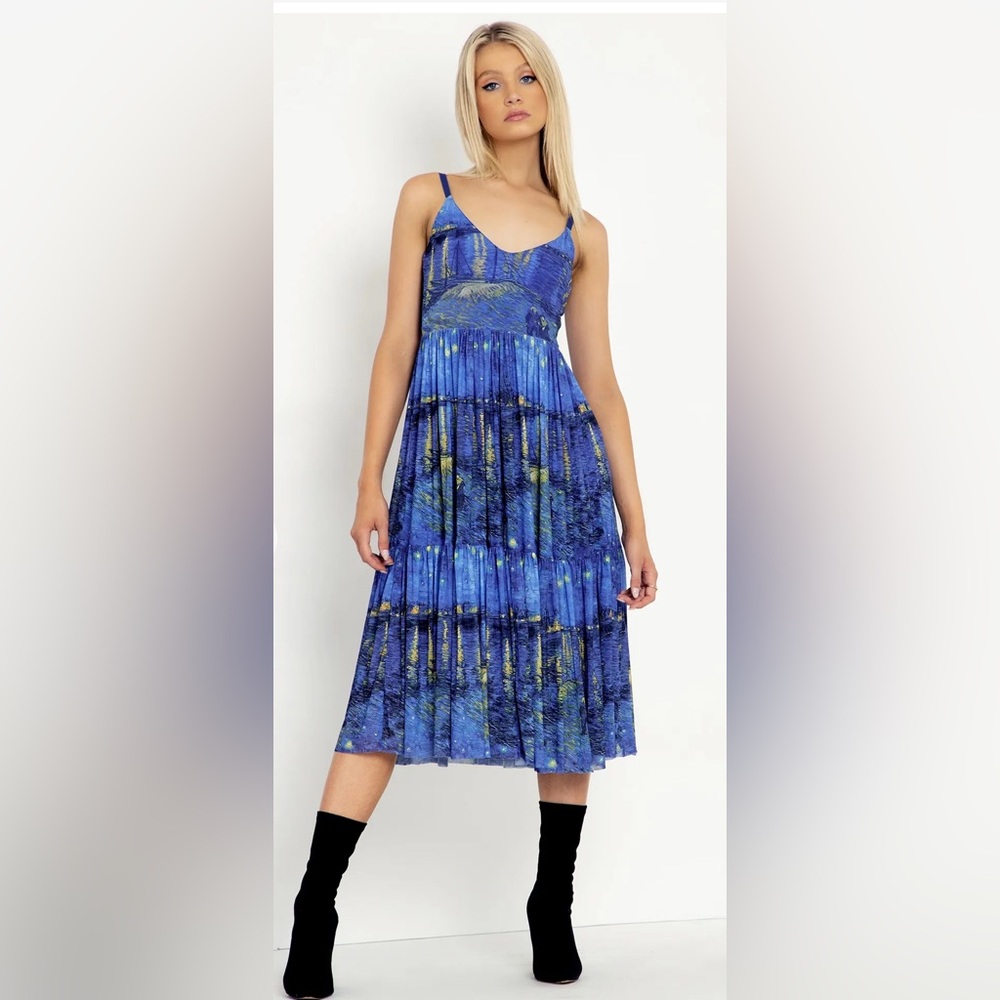 Blackmilk Van Goh starry night over the rhonde sheer midaxi dress